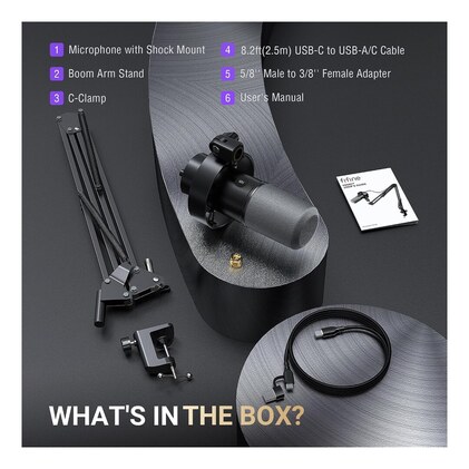 FIFINE K688 Kit de microfone para podcast,mic dinâmico USB/XLR com braço para PC/mixer XLR, microfone para jogos com botão mudo,conector de fone ouvido para vocal,narração,streaming, gravação-K688CT — imagem 10