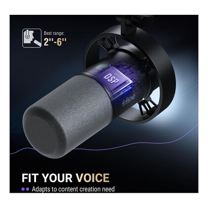 FIFINE K688 Kit de microfone para podcast,mic dinâmico USB/XLR com braço para PC/mixer XLR, microfone para jogos com botão mudo,conector de fone ouvido para vocal,narração,streaming, gravação-K688CT — imagem 11