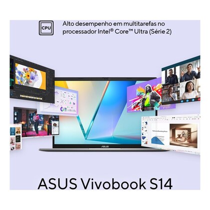 Notebook ASUS Vivobook S14 IA PC, Core Ultra 7, 16 GB, 512 GB, Linux, 14'' Nivel IPS 60Hz, Matte Gray - S3407CA-LY121 — imagem 4