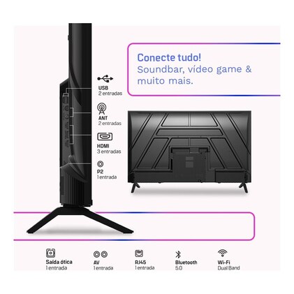 Smart TV HQ QLED 50 Polegadas HQ-QLED50SM 4K Wi-Fi Bluetooth, Dolby Audio, Apps, Netflix, YouTube e Prime Video, 3 HDMI. — imagem 3